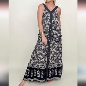 Davi & Dani Floral Button-Down Maxi Dress - Size S